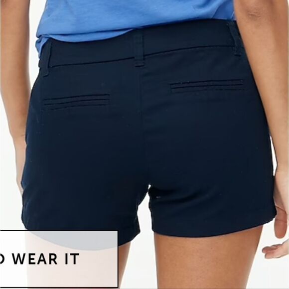 J.Crew Broken-In Chino Navy Blue 3-inch Shortie Cotton Shorts Women's Size 8 - Picture 3 of 7